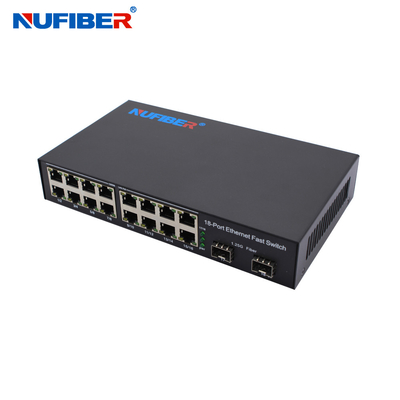 OEM Gigabit SFP Ethernet Switch 2*1000M SFP auf 16*10/100/1000Mbps RJ45 Port DC12V Stromversorgung