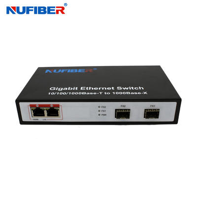 10/100/1000M Konverter mit 2 Port-Faser-Optik-Ethernet-Schalter-Medien Hafen Rj45+2 SFP