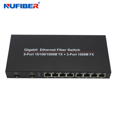 10/100/1000M Konverter mit 8 Port-Faser-Optik-Ethernet-Schalter-Medien Hafen Rj45+2 SFP