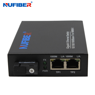 Netz-Schalter 2port Gigabit Ethernet mit Faser trägt kleine Leistungsaufnahme