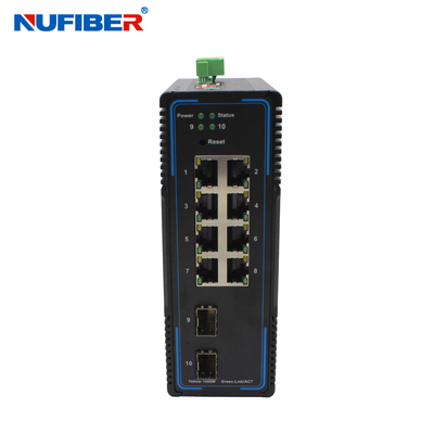 Industrieller Grad gehandhabter Ethernet-Schalter 8 Schlitz-Lärm-Schienen-Berg 24V UTPs 2 SFP